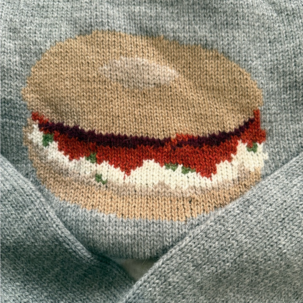 Rachel Antonoff Gray Sweater with Bagel Motif - Picture 6 of 7